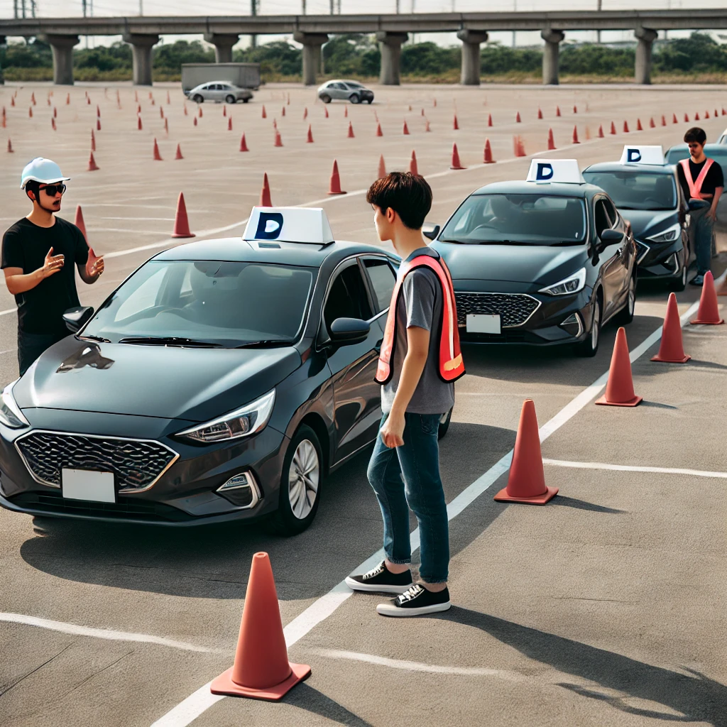 Students practicing parallel parking